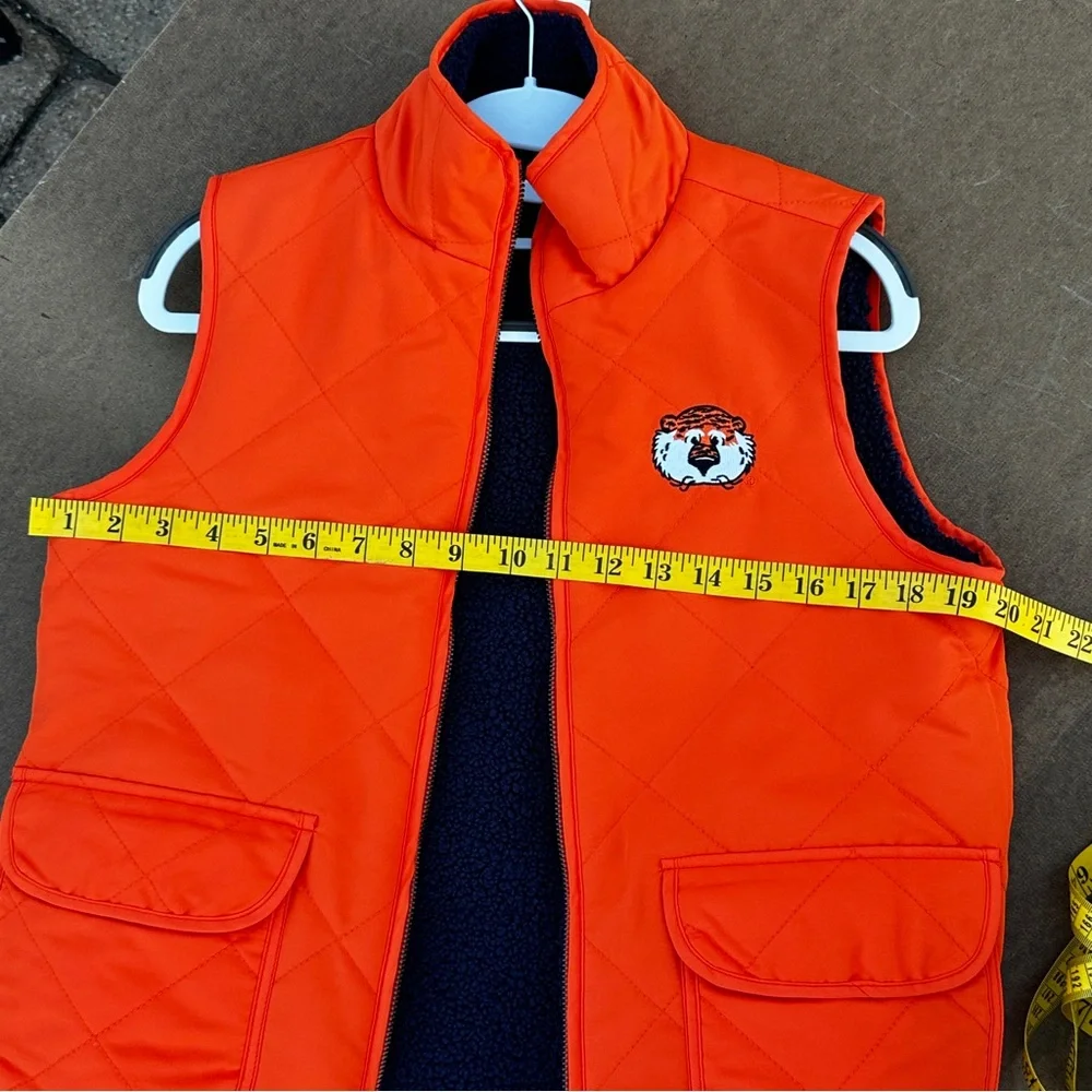 Colosseum Auburn University reversible blue and orange vest wooly fleece size S